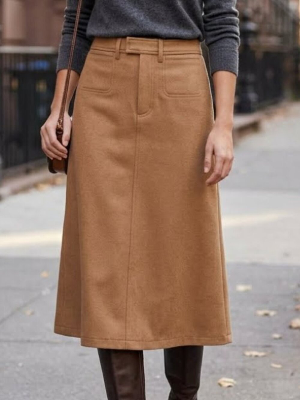 Classic Jacob Annexe Camel Wool Blend A-Line Maxi Skirt Sz 3/4